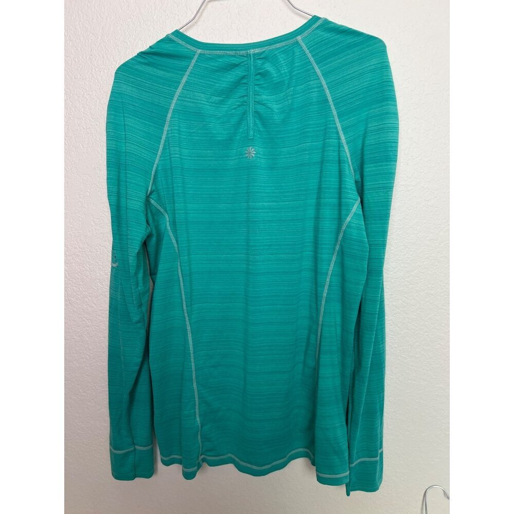 Athleta XL Pullover Long Sleeve Quarter Zip Workout Top Blue/Green - Picture 7 of 8